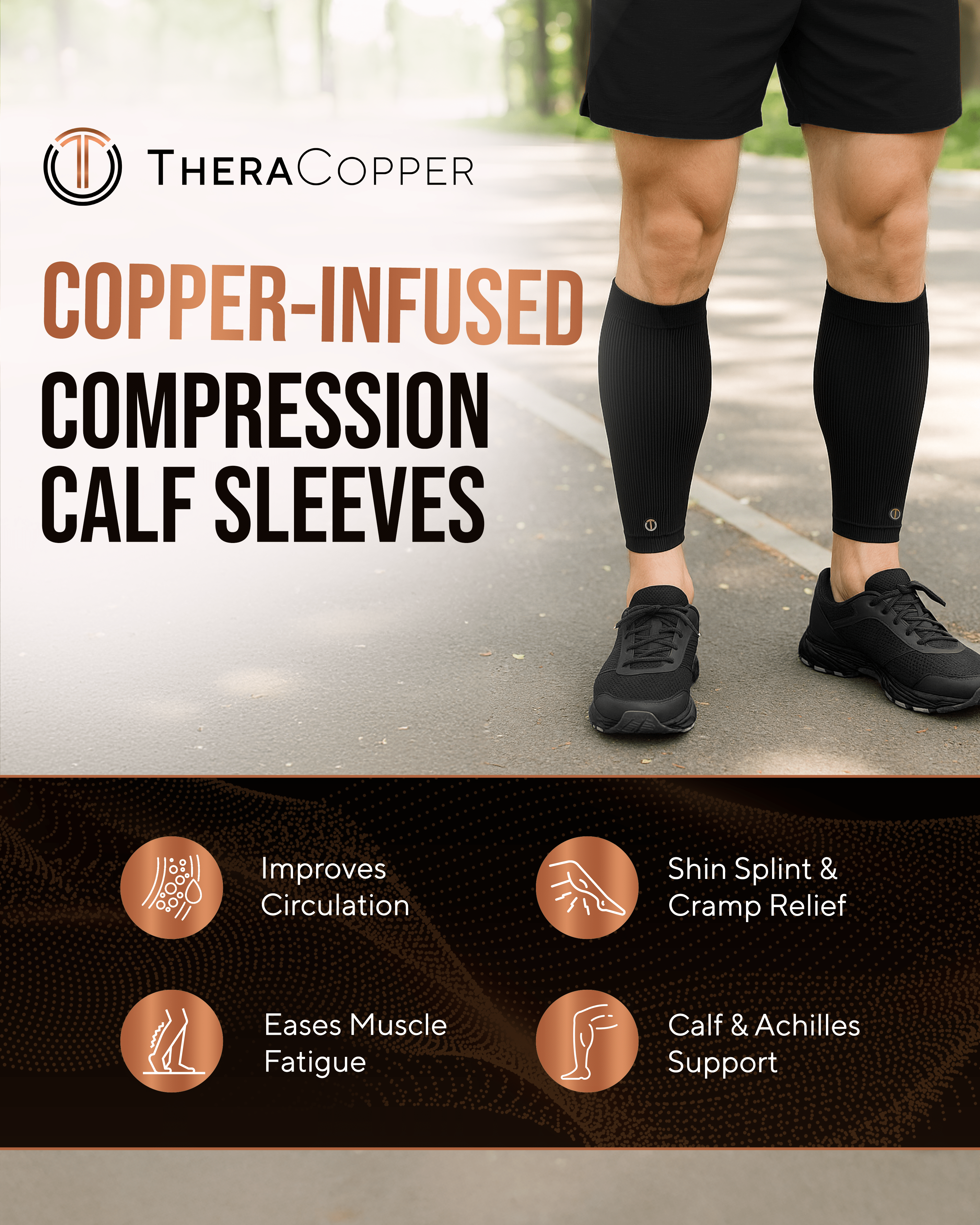 Copper Calf Compression Sleeves (2 Pack) - Nara's Shop