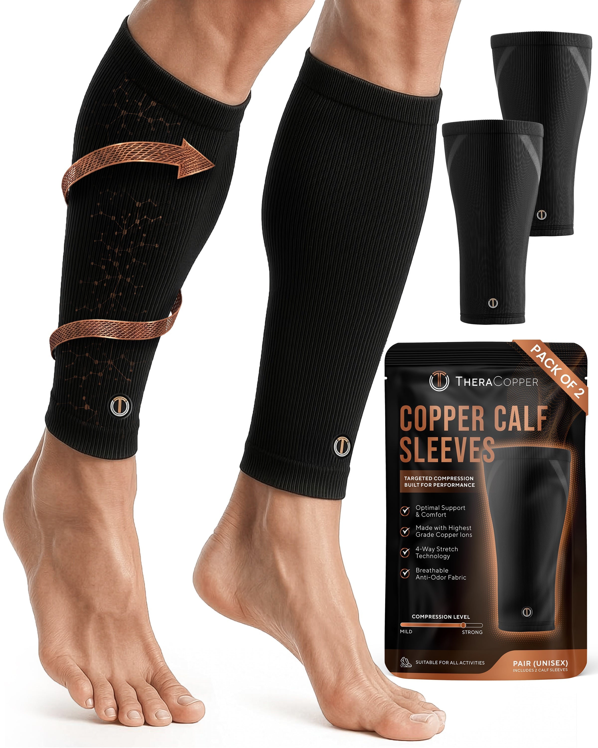 Copper Calf Compression Sleeves (2 Pack) - Nara's Shop