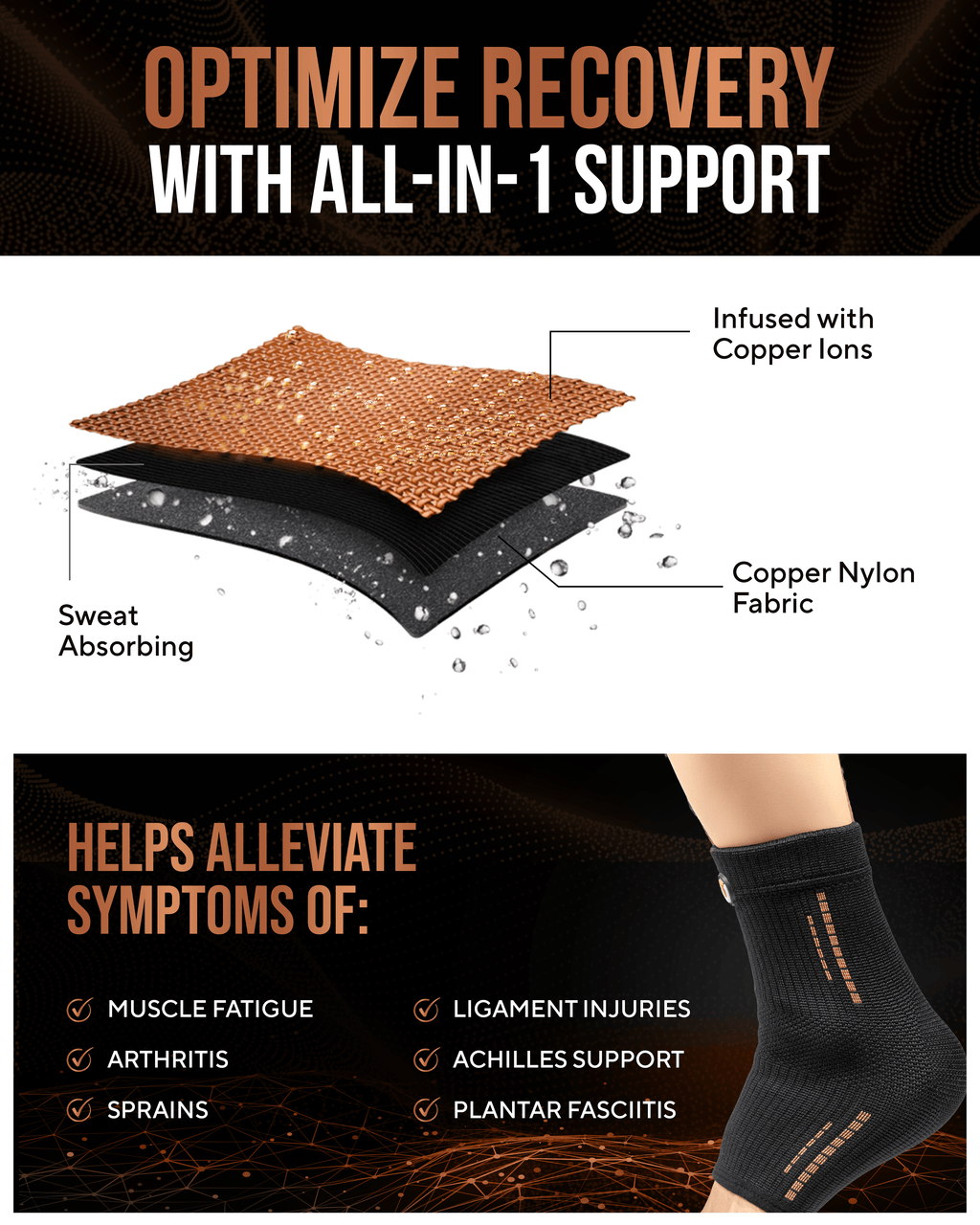Copper Compression Ankle Brace Sleeves (2 Pack) - Nara's Shop