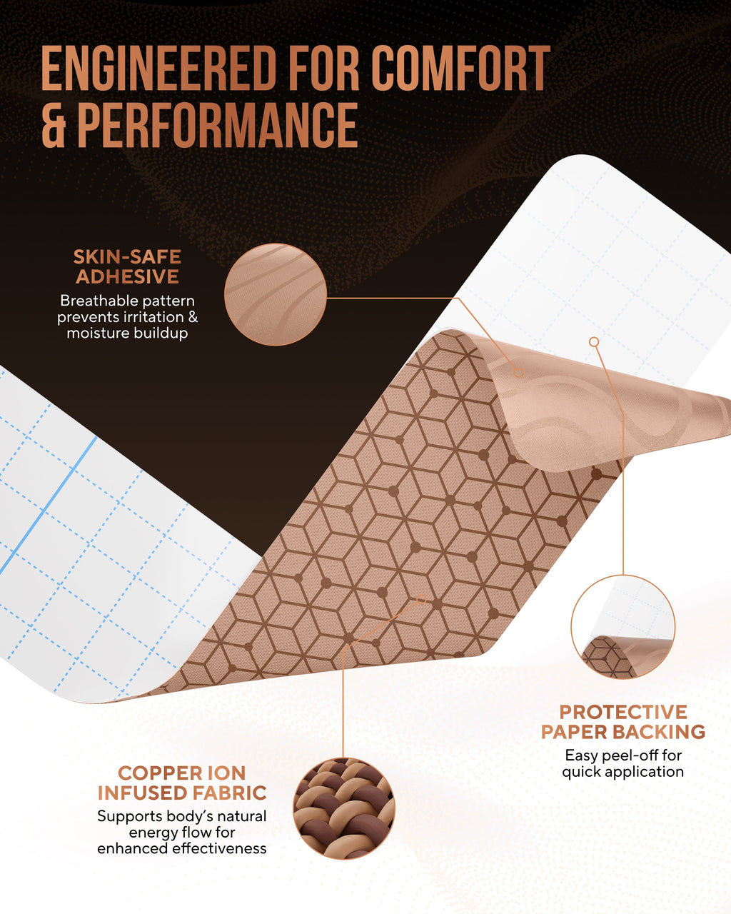 Copper Infused Kinesiology Tape (Tan) – 2 Rolls (40 Precut Strips) - Nara's Shop