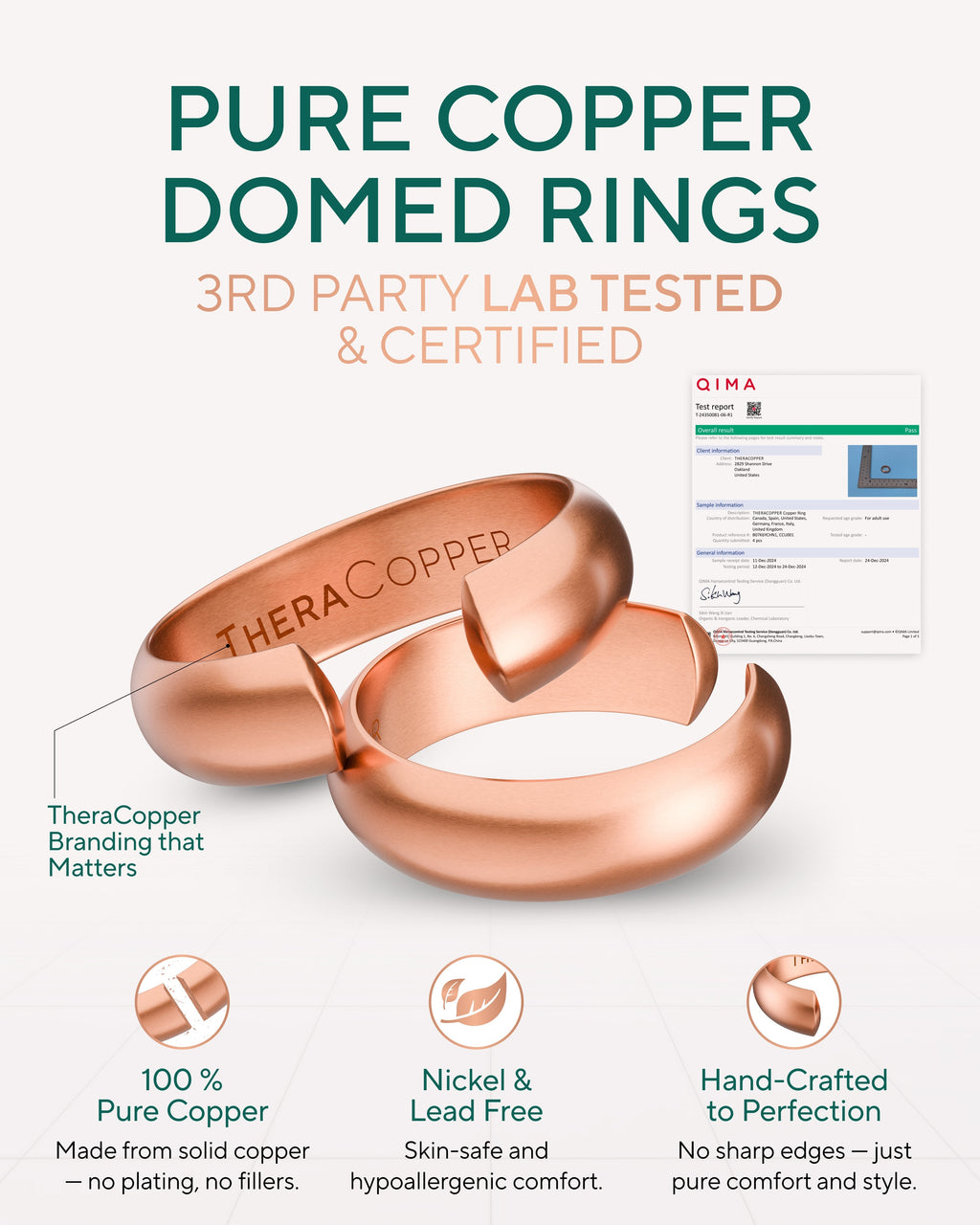Pure Copper Rings Set - Domed (6mm) - Nara's Shop